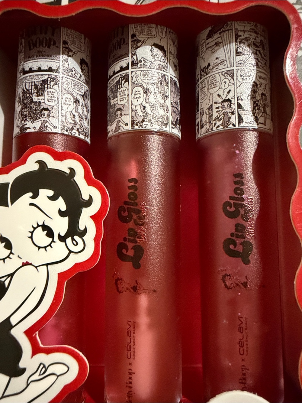 Betty Boop Red Lip Gloss Trio - 3 Piece Set - Picture 4 of 4